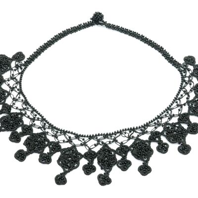 Handgefertigte Halskette "SONYA", Carbon schwarz