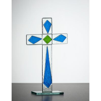 Croce in piedi - verde e blu