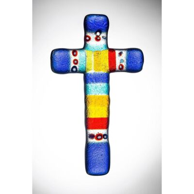 Croce di vetro da appendere - Multicolore