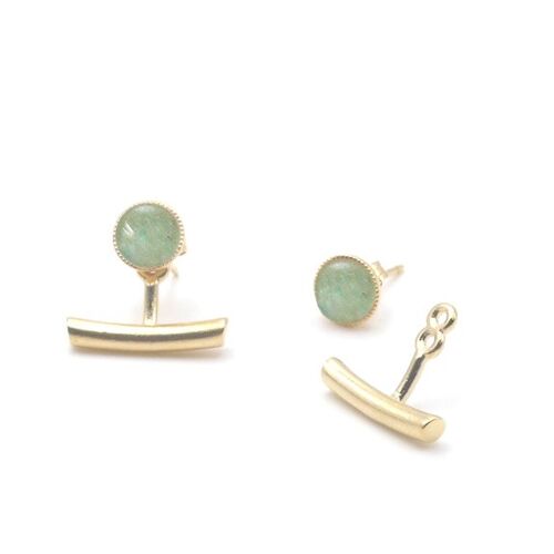 Boucles d'oreilles en pierre naturelle d'aventurine - Ariane pendants barres