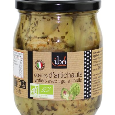 Cuori di carciofo interi con gambo sott'olio