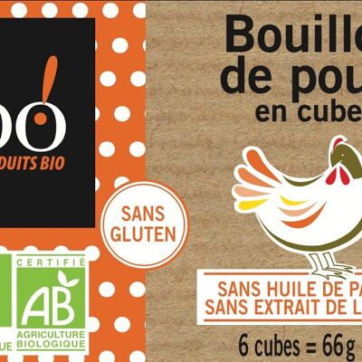Chicken broth cube without gluten, without palm oil, without yeast extract