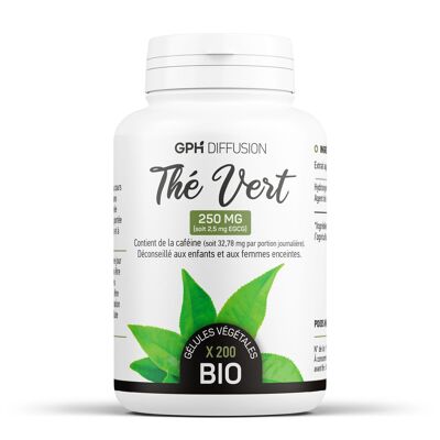 Tè verde biologico - 250 mg - 200 capsule vegetali