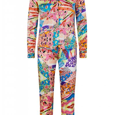 Pyjama-Set aus 100 % Seide mit Harlekin-Print