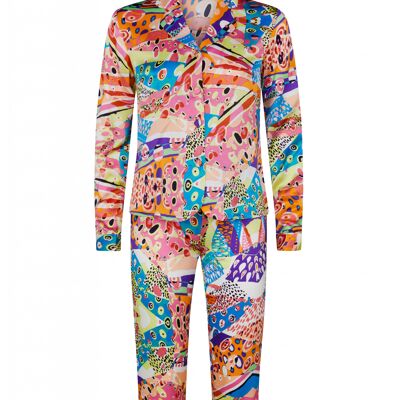 Pyjama-Set aus 100 % Seide mit Harlekin-Print
