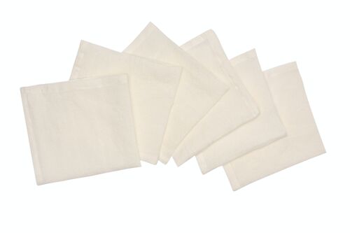 6 Napkins, 100% Linen, Stonewashed, Ivory