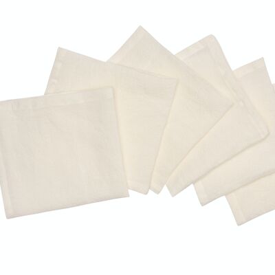 6 serviettes, 100 % lin, délavées, ivoire