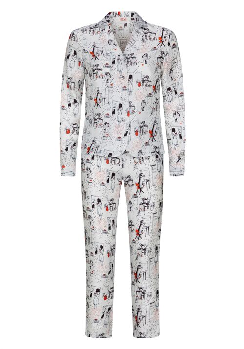 Woman Print 100% Silk Pyjama Set
