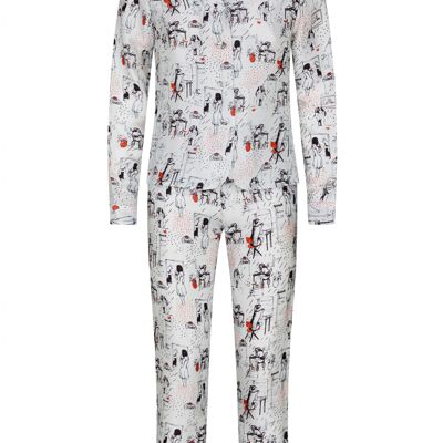 Damen-Pyjama-Set aus 100% Seide mit Print