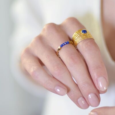Natural blue lapis lazuli stone ring - Ariane (Best Seller)
