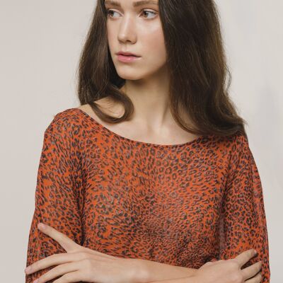 Red Animalier Silk Top