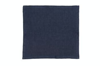 6 serviettes, 100 % lin, délavées, bleu profond 3