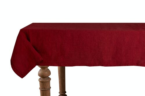 Tablecloth, 100% Linen, Stonewashed, Cherry Red