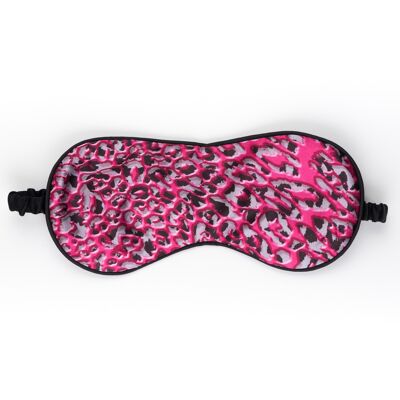 Maschera per gli occhi in seta leopardata rosa