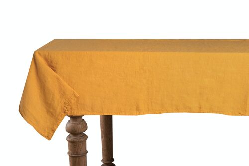 Tablecloth, 100% Linen, Stonewashed, Ocher