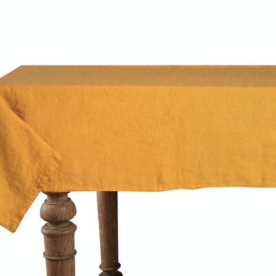 Tablecloth, 100% Linen, Stonewashed, Ocher