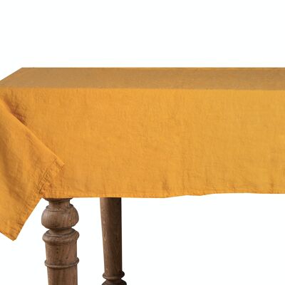 Tablecloth, 100% Linen, Stonewashed, Ocher