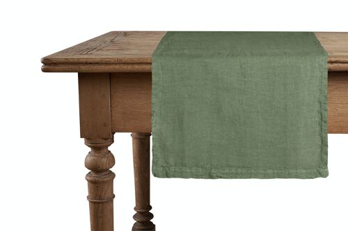 Runner, 100% Linen, Stonewashed, Olive Green