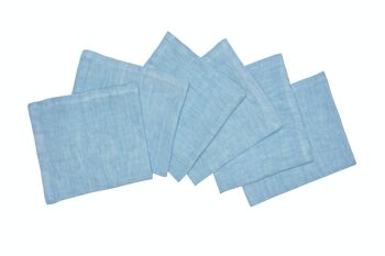 6 serviettes, 100 % lin, délavées, Blue Horizon 1