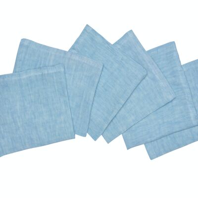 6 servilletas, 100 % lino, lavado a la piedra, Blue Horizon