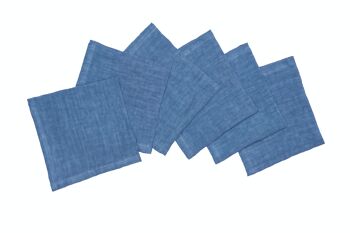 6 serviettes, 100 % lin, délavées, Bluette 1