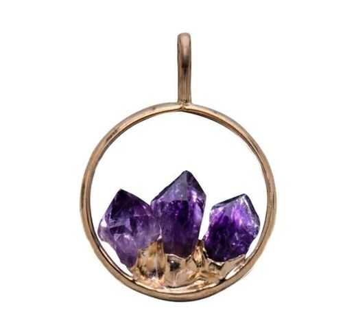 Triple Point Amethyst Pendant plated in Silver