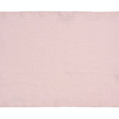 Manteles individuales 100 % lino, lavado a la piedra, rosa claro
