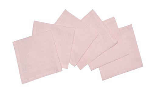 6 Napkins, 100% Linen, Stonewashed, Light Pink