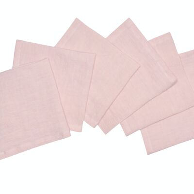 6 serviettes, 100 % lin, délavées, rose pâle