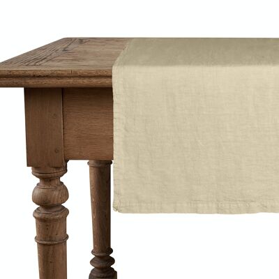 Chemin de table, 100% Lin, Stonewashed, Sable