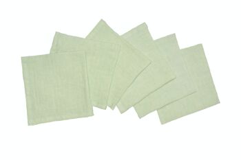 6 serviettes, 100 % lin, délavées, vert clair 1