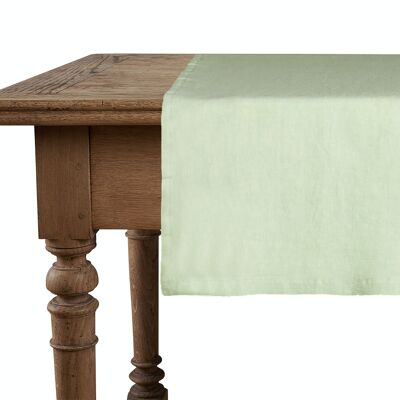 Runner, 100% Linen, Stonewashed, Light Green