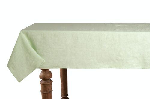 Tablecloth, 100% Linen, Stonewashed, Light Green