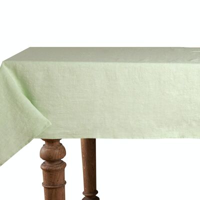Tablecloth, 100% Linen, Stonewashed, Light Green