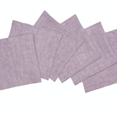 6 servilletas, 100 % lino, lavado a la piedra, violeta