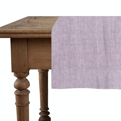 Chemin de table, 100 % lin, délavé, violet