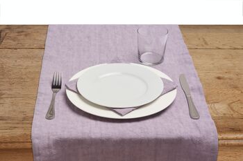 Chemin de table, 100 % lin, délavé, violet 2