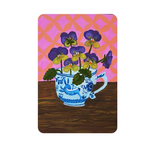 Hippe Zomer Bloemen kaarten  | Duurzame viooltjes Ansichtkaarten | Kleurige Kunst Wenskaarten voor volwassenen