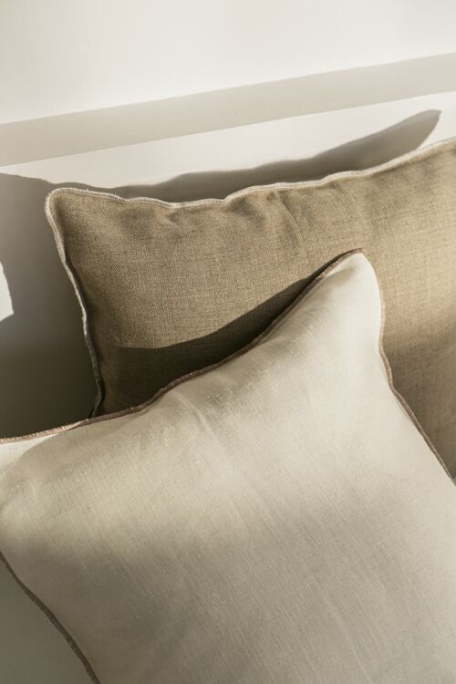 Beige Linen Cushion Cover with contrast edge