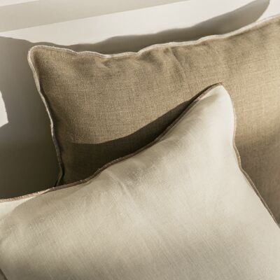 Beige Linen Cushion Cover with contrast edge