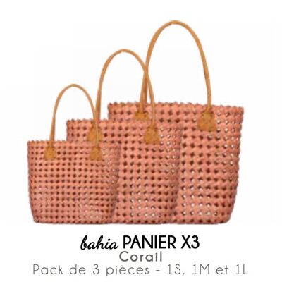 Bahia X3 Basket (S+M+L) Coral