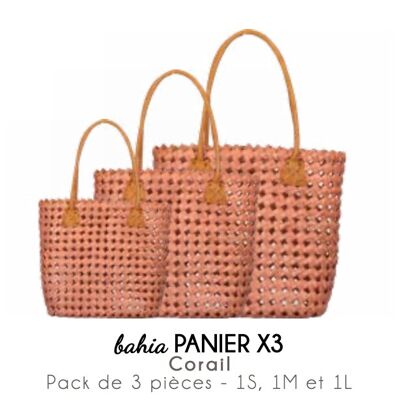 Panier Bahia X3 (S+M+L) Corail