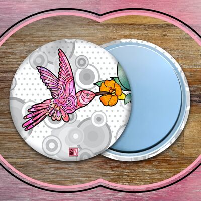 Pocket mirrors - PINK hummingbird friends