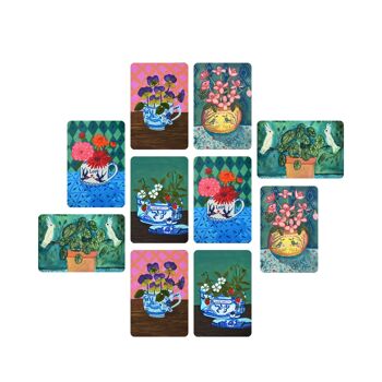 Carte de plantes de hanche A6 | Cartes postales Hip Pancake Plant avec des cacatoès | Cartes de voeux d'oiseaux colorés pour adultes 2