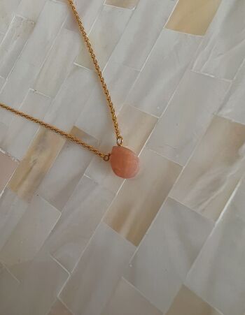 Collier goutte de pluie en quartz rose (plaqué or 18 carats) 2