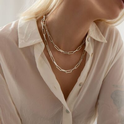 Silver Plated Chunky Paperclip Chain Necklace