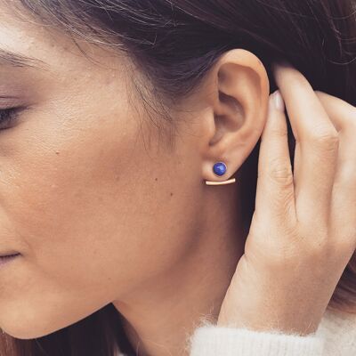 Boucles d'oreilles pierre de lapis lazuli bleu naturel (pendants barres amovible) - Ariane pendants barres