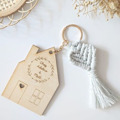 Personalized wooden house key ring