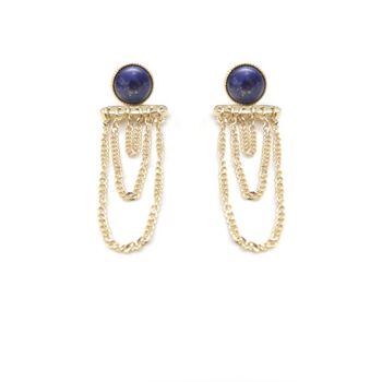 Boucles d'oreilles Ariane pendants chaines - Lapis Lazuli 2