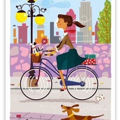 Donna in sella a una bicicletta (SKU: 0664)